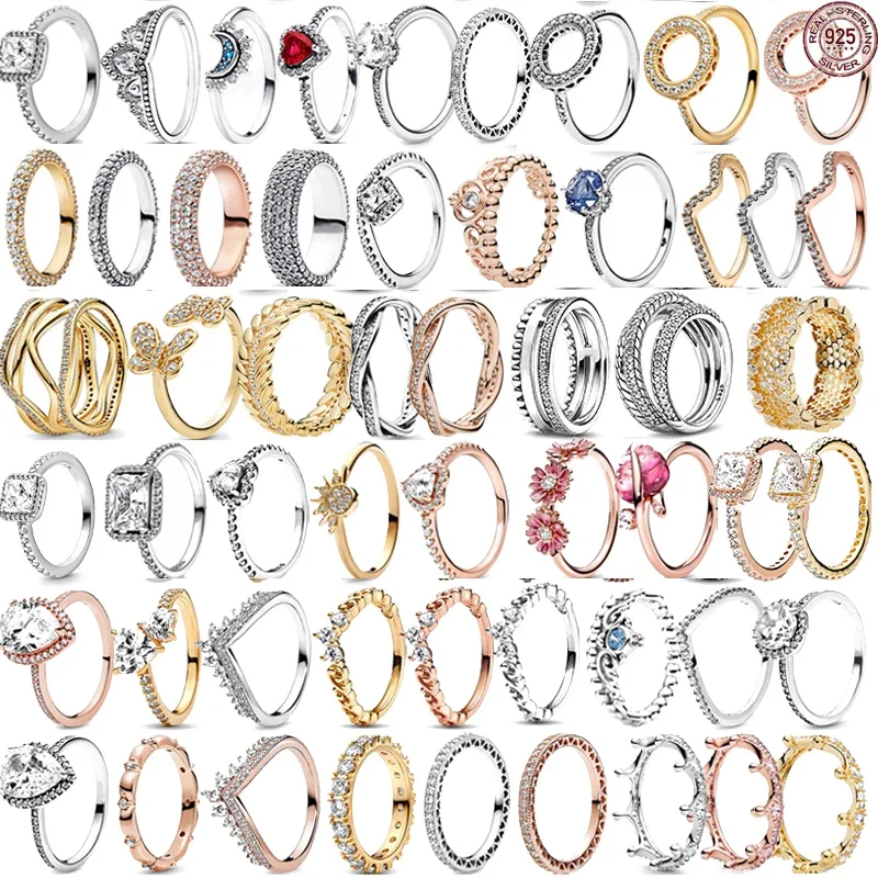 

Women's Exquisite Ring 925 Sterling Silver Crown Droplet Heart shaped Ring Charming Engagement Ring Light Luxury Fashion Jewelry