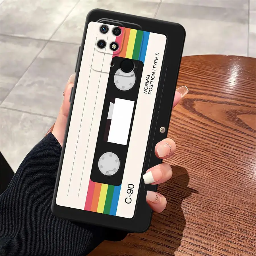 Black Soft Phone Cover with Retro Cassette Tape Design