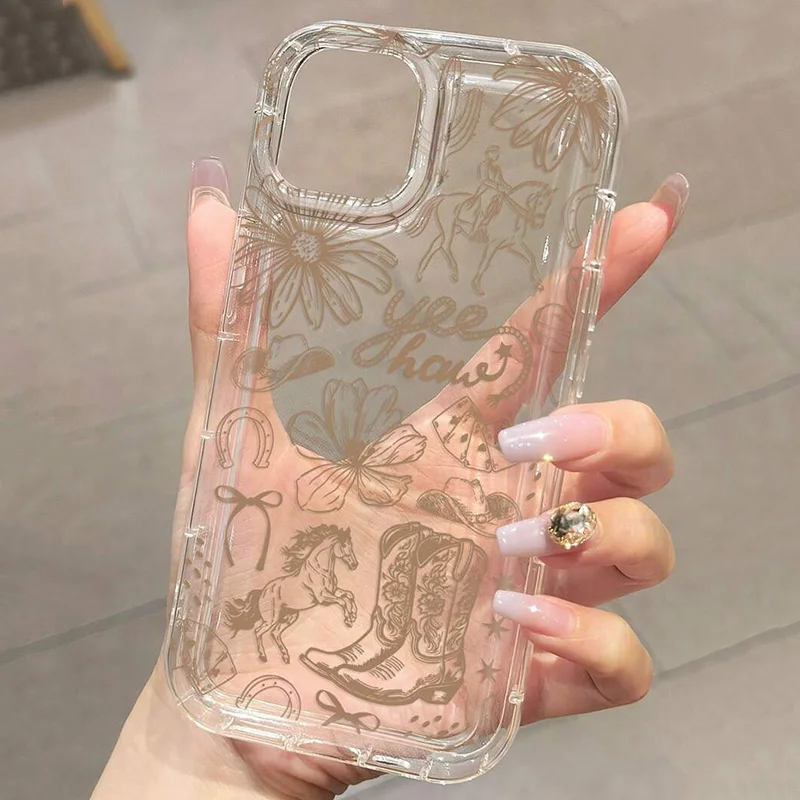 Western Boot Pattern Bowknot Soft Phone Case Cover