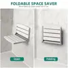 Folding Shower Bench Stainless Steel Frame Wall Mounted Shower Chair Home Space-saving Design Easy Installation Steady and Safe 6