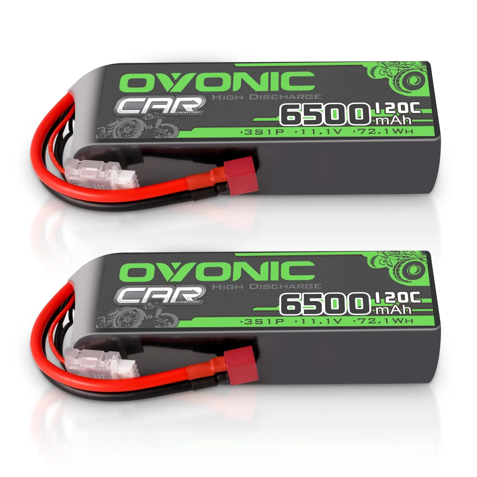 OVONIC 3s Lipo Battery 11.1 V 6500 mAh 120C with Deans T Plug for RC Car Truck Quadcopter Helicopter Truck Boat Plane (2 Pieces)