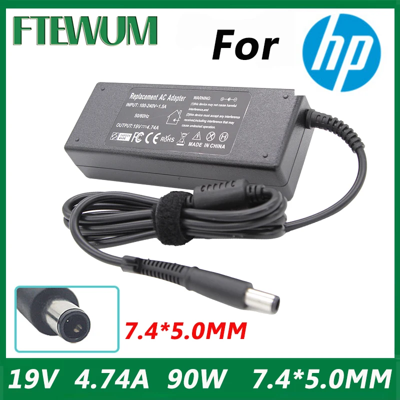 

19 V,4.74 A,90 W,7.4*5.0mm Laptop Notebook Charger Adapter For HP Pavilion DV3 DV4 DV5 DV6 7.4 S 6570B 5.0 P ProBook 6535 G1 G2
