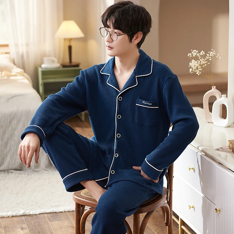 Mens Designer Pajamas for Men Sleepwear Set Pijama Set Long Sleeve Sleep  Tops Trousers Sleep Wear Autumn Men Cotton Pajama Set - AliExpress