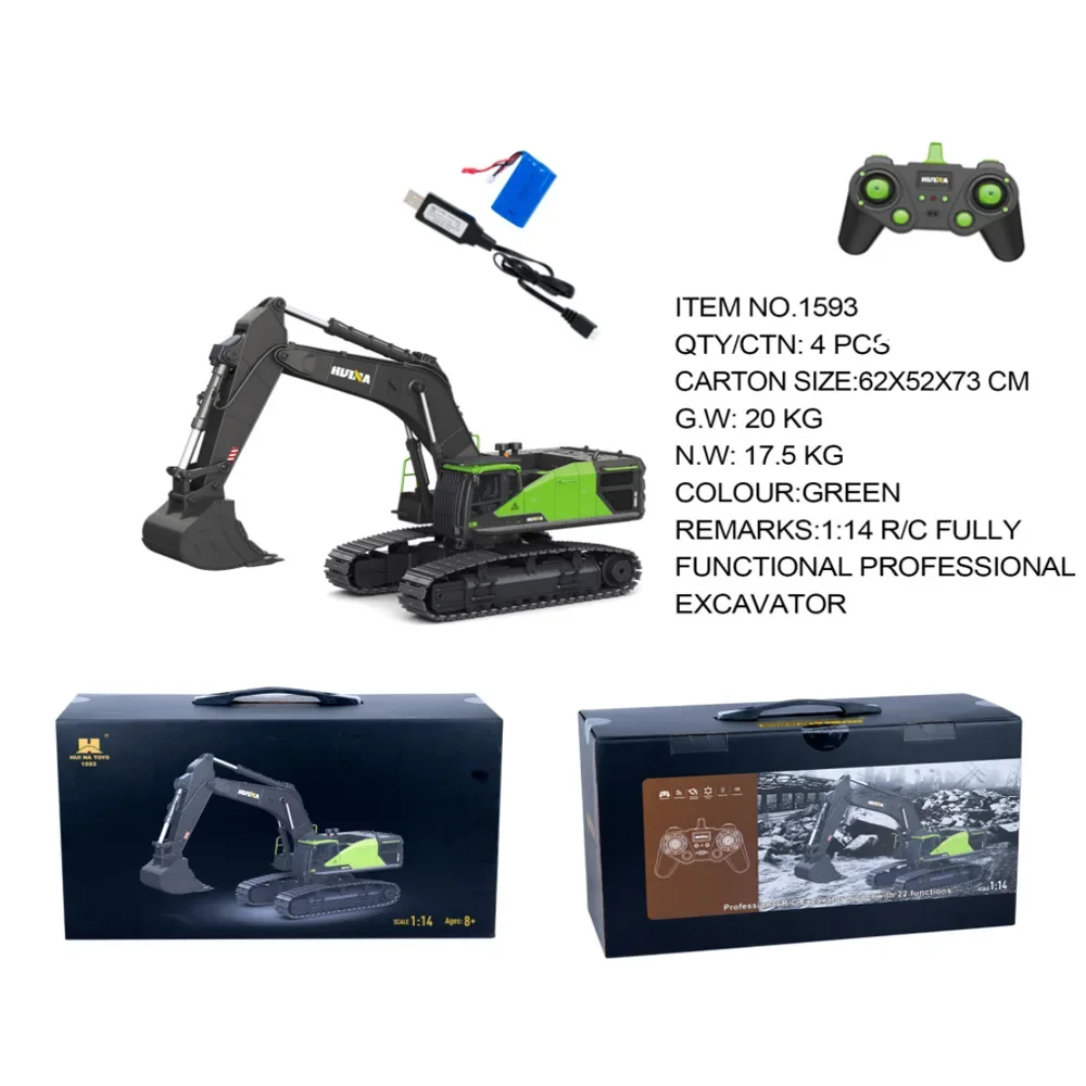 Scea62965dfb745b4bf1899e1b92376ccu Zdalnie sterowany tor Huina 1593 22-kanałowy wielofunkcyjny napęd śrubowy ze stopu Model koparki samochód inżynieryjny zabawka dla dzieci prezent