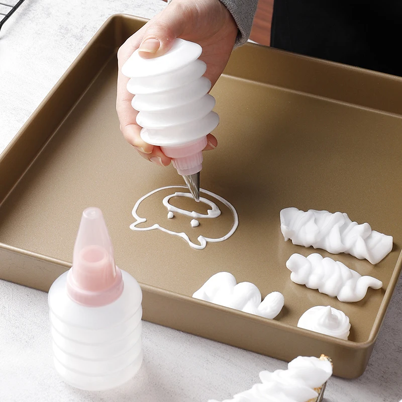 

Food Grade Plastic Icing Piping Bottle with Nozzle DIY Cupcake Cookie Cake Decorating Sugarcraft Baking Tool