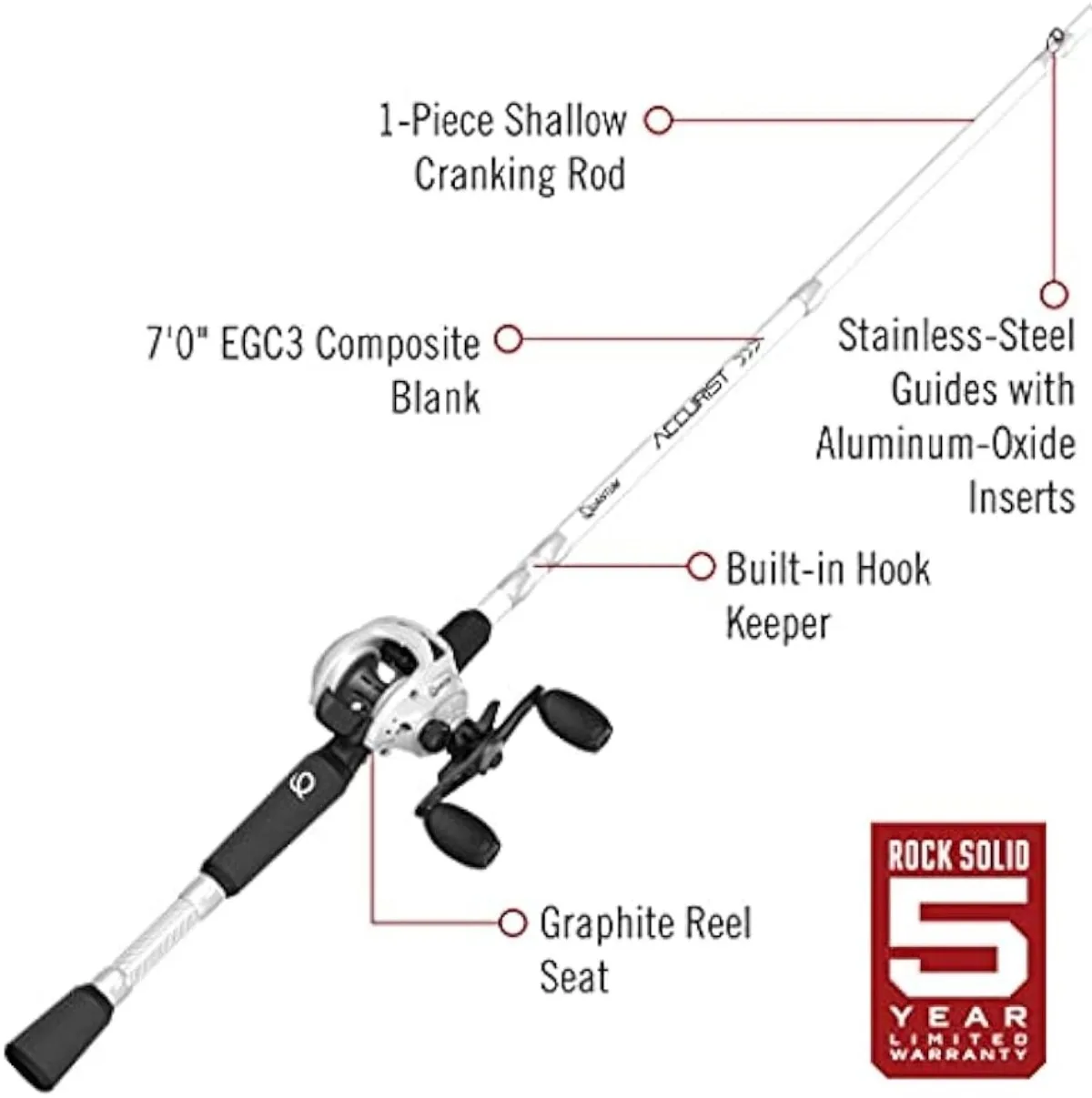 Quantum Accurist Baitcast Reel and Fishing Rod Combo,7-Foot 1