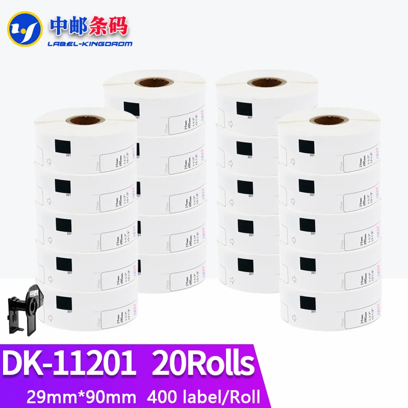 

20 рулонов для заправки, совместимых с фотоэтикеткой, 29 мм * 90 мм, работа с термопринтером Brother, фотоэтикетка, белая бумага DK11201, фотоэтикетка
