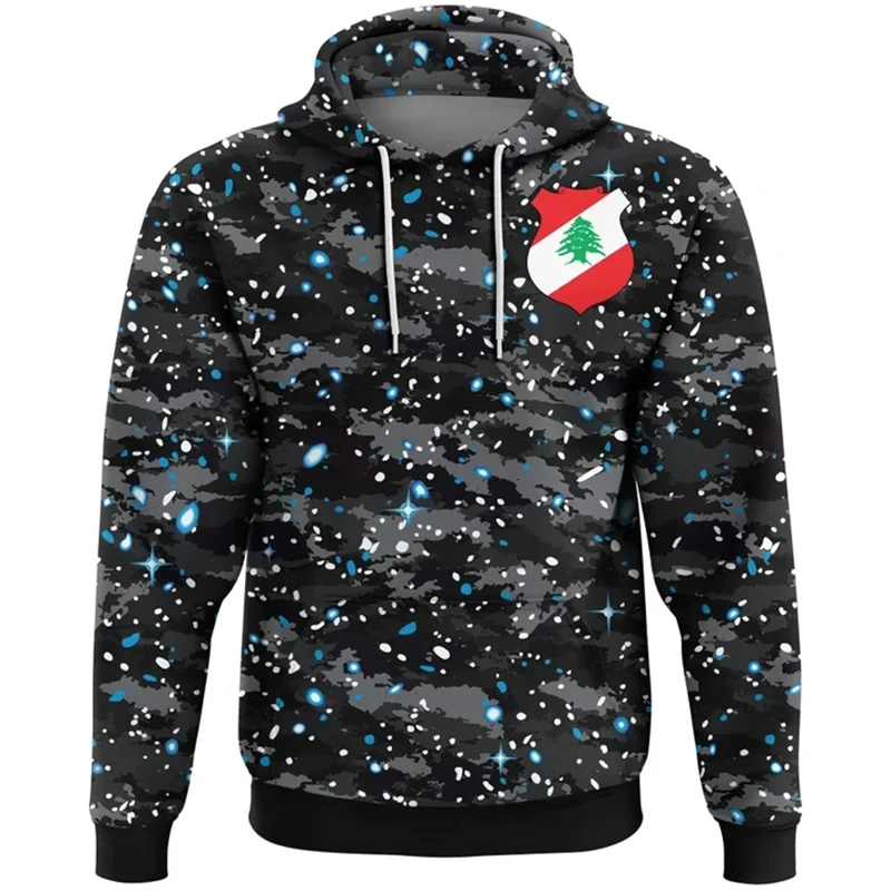 thumbnail image 1 of Sudadera con capucha con estampado de la bandera del Líbano y el mapa, emblema nacional, Cedrus Deodara, ropa informal para hombre y mujer, 1 of 5