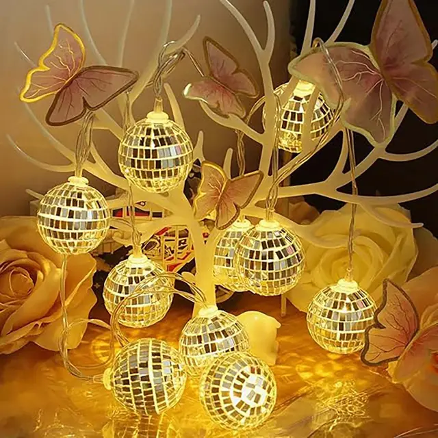 LED Mirror Ball String Lights Warm White for Parties and Decor 2