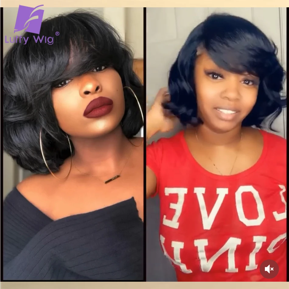 Body Wave Frontal Short Bob Wig 13x6 Natural Wave HD Transparent Lace Front Glueless Wigs Human Hair Pre Plucked Luffywig