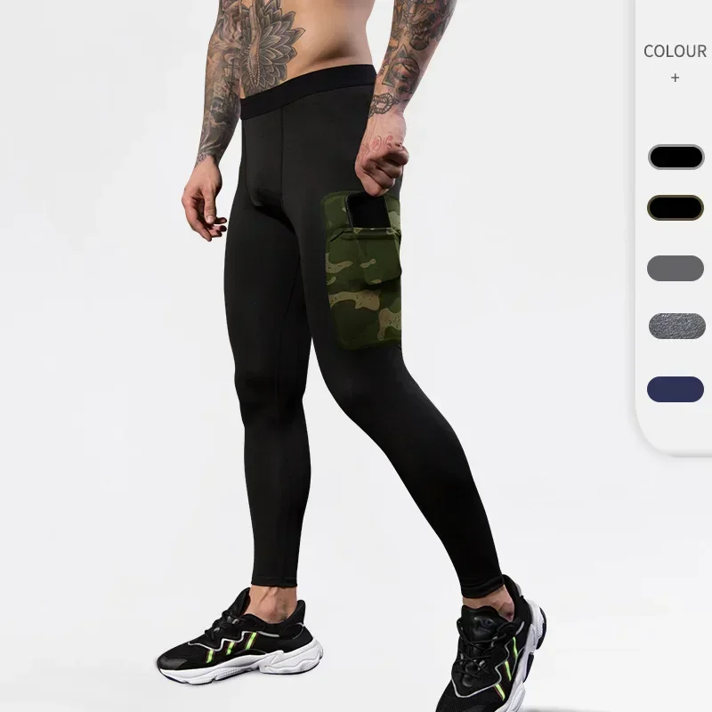 Tights Sport Man Compression Pants Fitness Camouflage Pocket Training Workout Sports Leggings Men's Running Tights Gym Clothing