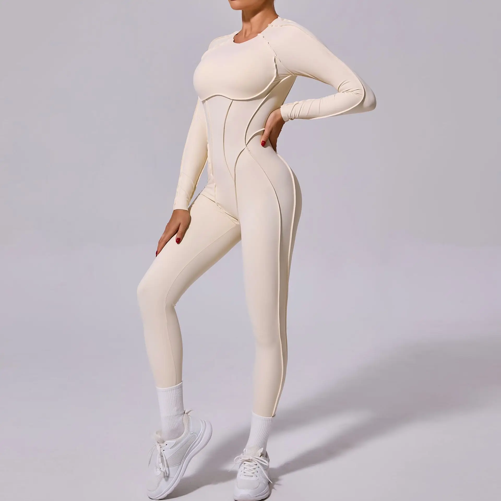 Yoga Set Sports Set Gym Workout Set Sportswear Set Fitness Set Fitness Jumpsuit Fitness One Piece Wear One-piece Yoga Jumpsuit Women Long Sleeved Set Quick Drying Yoga suit Gym Training Suit Sportswear Bodysuits Women Fitness Set