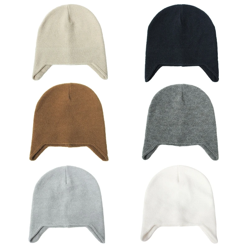 

Solid Color Cap Dome Knitted Ear Caps Beanie Hat Ear for Protection for Men & Wo