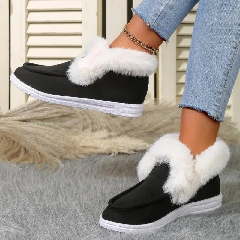 2023 Autumn and Winter New Foreign Trade Large Size Solid Color Suede Plus Fleece Sleeve Feet Comfortable Cotton Shoes