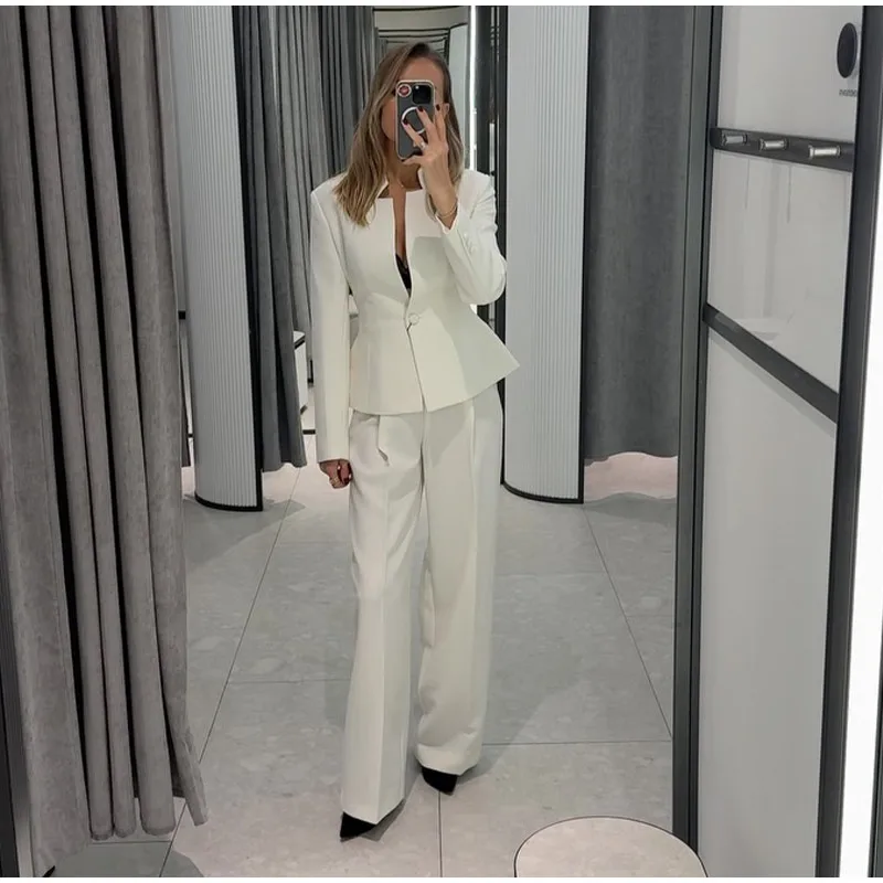 Solid Color Lace Patchwork Stand Collar Blazer Long Sleeve Single Breasted 2026 Spring Women Jacket Trendy Chic Lady Suit Coats 70 Scea6f22695e642698d4b3442090e32638