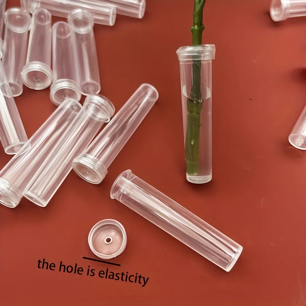 5/10/20Pcs Plastic Flower Nutrition Tube With Cap Fresh Flower Water Storage Tube Plant Fresh-keeping Culture Small Tubes