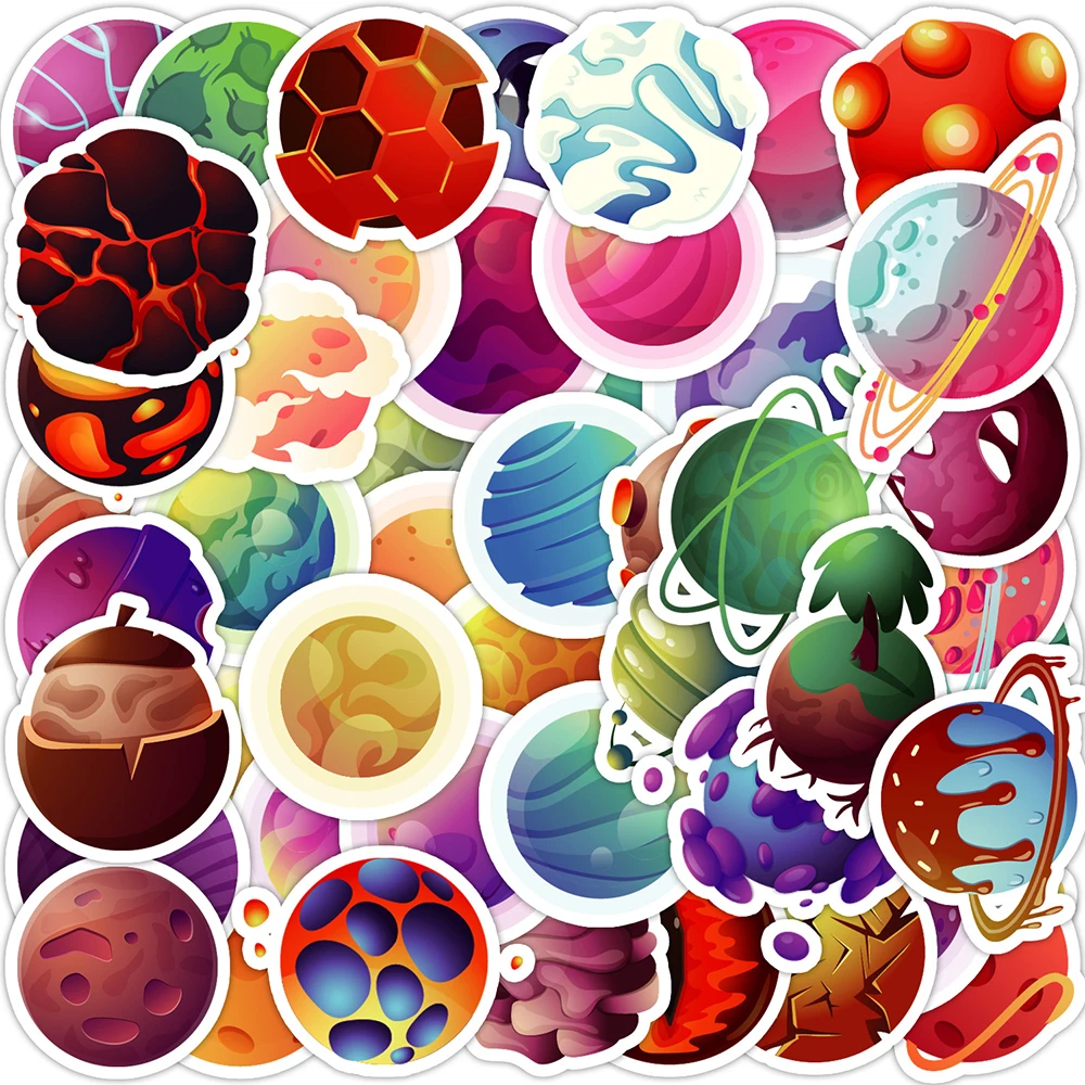 

10/30/50psc Cartoon Space Planet Graffiti Stickers Laptop Phone Guitar Luggage Scrapbook Car Decoration Sticker Kid Classic Toy