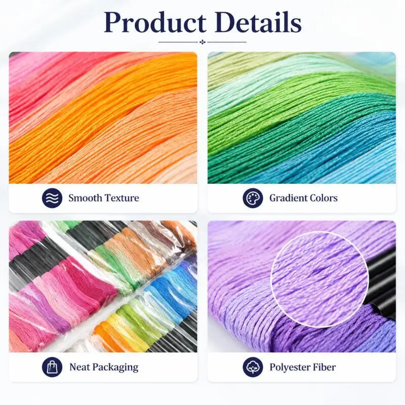 Vibrant Gradient Multicolor Embroidery & Sewing Thread Set