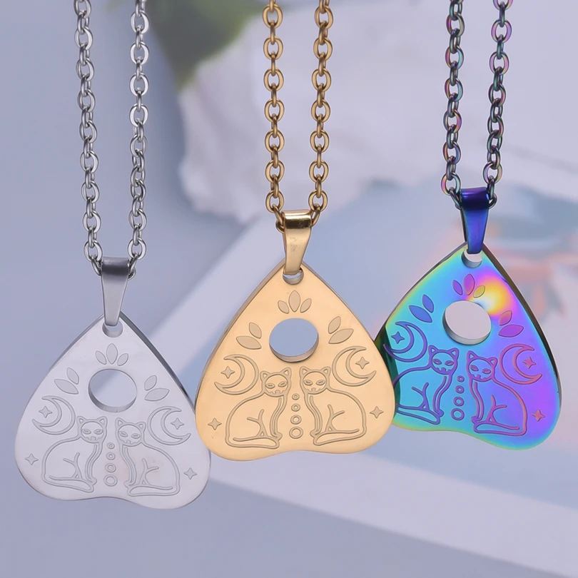 

1pc Creative Love and Cats Necklaces For Women Men Hollow Pendants Fashion Chain Stainless Steel Necklace Metal DIY Jewelry Gift