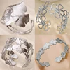 Ginkgo Leaf Bangles for Women Stainless Steel Hollow Flowers Cuff Bangle Bracelet femme Fashion Wedding Waterproof Jewelry