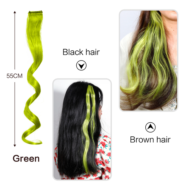New Long Wavy Wig For Color Wigs Long Hair Highlighting Gradient Invisible Seamless Natural One-piece Hair Hanging Ears