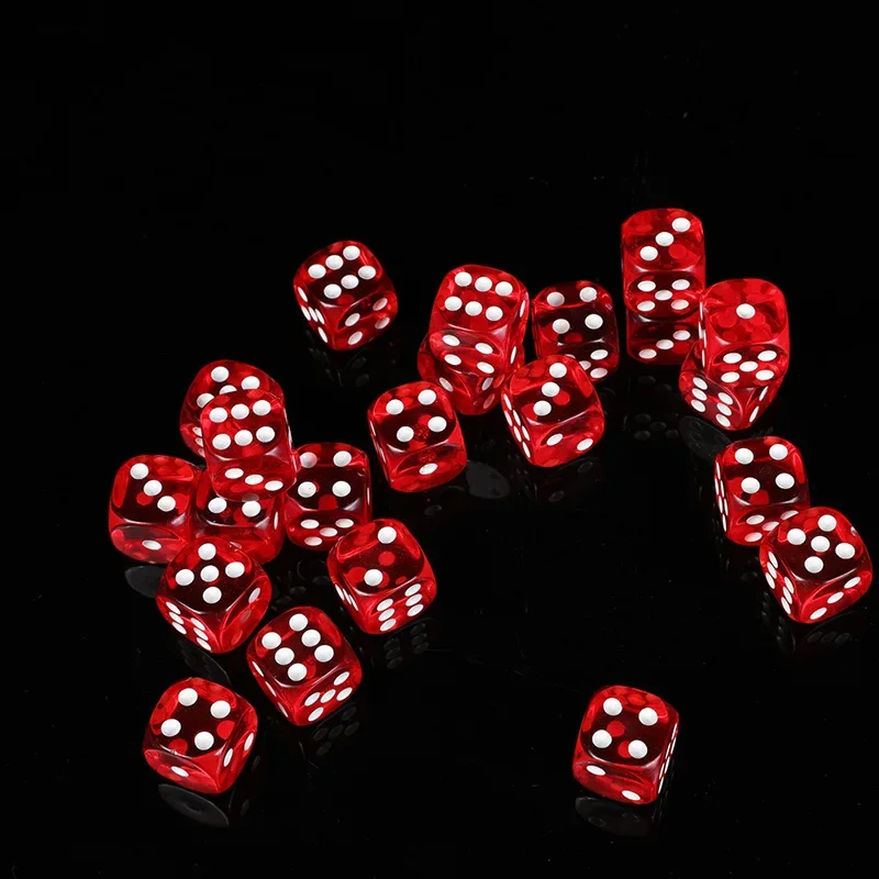 10pcs/set Transparent Red Dice Right Rounded Corners Dice Board Game Accessories 19mm game dice,dice set,acrylic dice