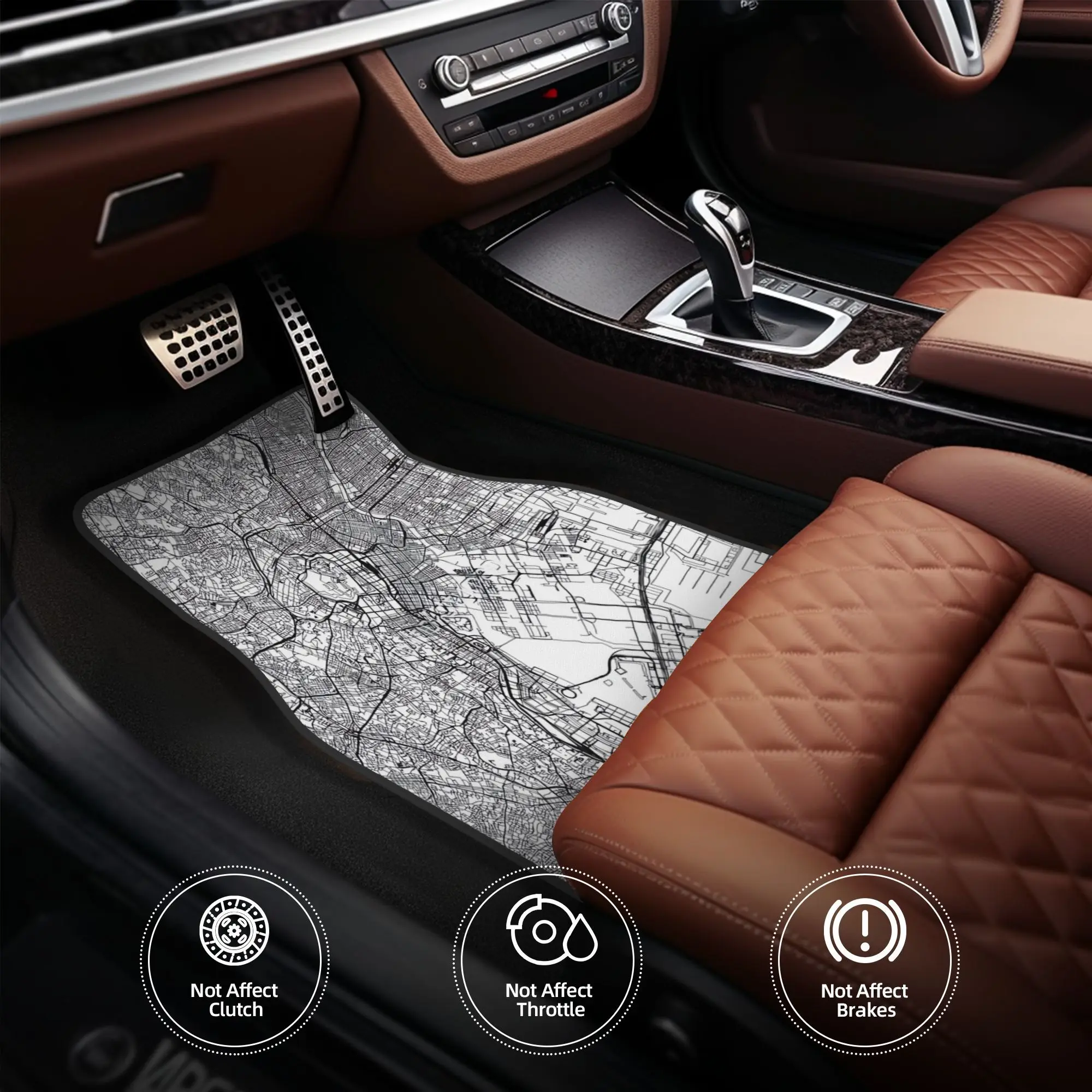 4pcs Tokyo White Map 1 Car Floor Mats, Durable, Fit For Cars, Ideal ...