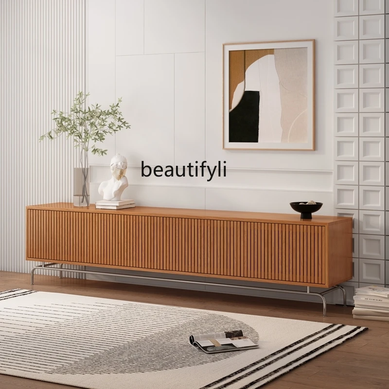 

Шкаф для телевизора из массива дерева в японском стиле для гостиной, Аудиовизуальный шкафчик, средняя старинная решетка, подставка для телевизора