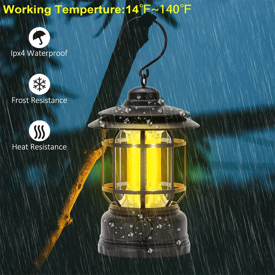Description Picture 4 of itemCamping Portable Retro Lantern Vintage Tent Lighting Lantern Decoration Waterproof Outdoor Garden Street Path Lawn Lamp