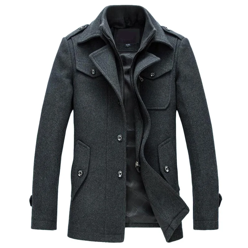 Tanie Męskie płaszcze zimowe wełniane płaszcze dopasowane kurtki modna odzież wierzchnia sklep