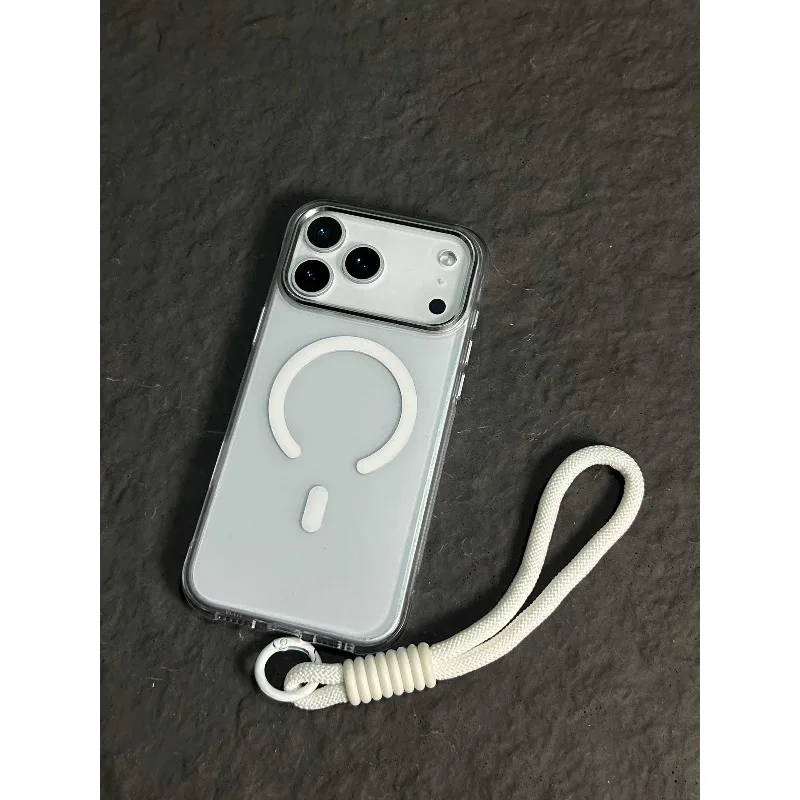 Translucent Magnetic Wrist Strap Phone Case - Matte, Anti-Drop & Shockproof Cover