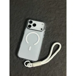 Translucent Magnetic Wrist Strap Phone Case - Matte, Anti - Drop & Shockproof Cover - iPhone 12 Pro Max (Clear Wrist strap)