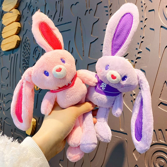 Pontos 11cm Rabbit Key Chain Cartoon Image Fluffy Realistic  Three-dimensional Comfortable Touch Decorative Valentines Gift Cute White Rabbit  Plush Doll Bag Hanging Pendant Fashion Accessory 