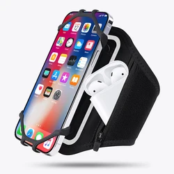 HAISSKY Removable Running Sports Armband For iPhone 15 14 13 12 11 Pro Max 14 Plus Rotation Elastic Silicon Zipper Arm Band Case