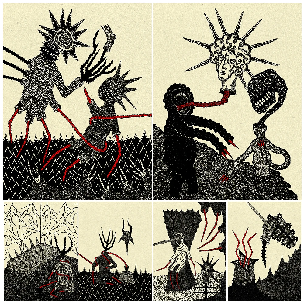 

The Creepy Punishment Of A Purgatory Demon,Vintage Wall Art Canvas Painting Abstract Pagan Devil Horror Art Poster Print Decor