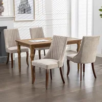 Beige Mid Century Dining Chairs Set of 4, Modern Kitchen & Dining Room Chairs Set of 4, Velvet Upholstered Kitchen Chairs 2