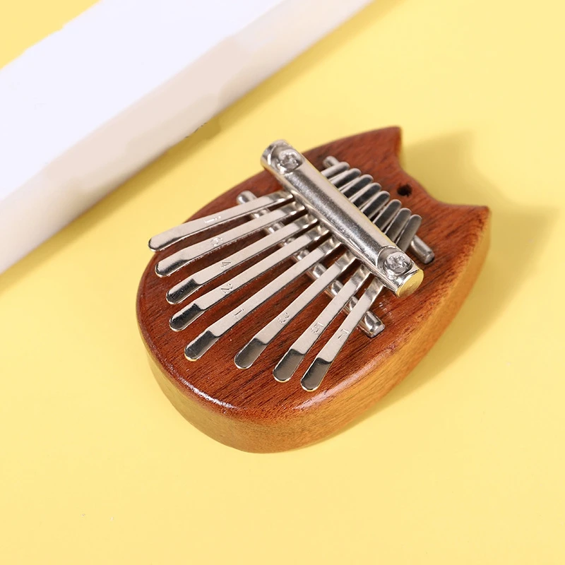 Mini Kalimba 8 Key Exquisite Finger Thumb Piano,Gift For Beginners Music Lovers Players,Cute Pendant Cat Easy Install