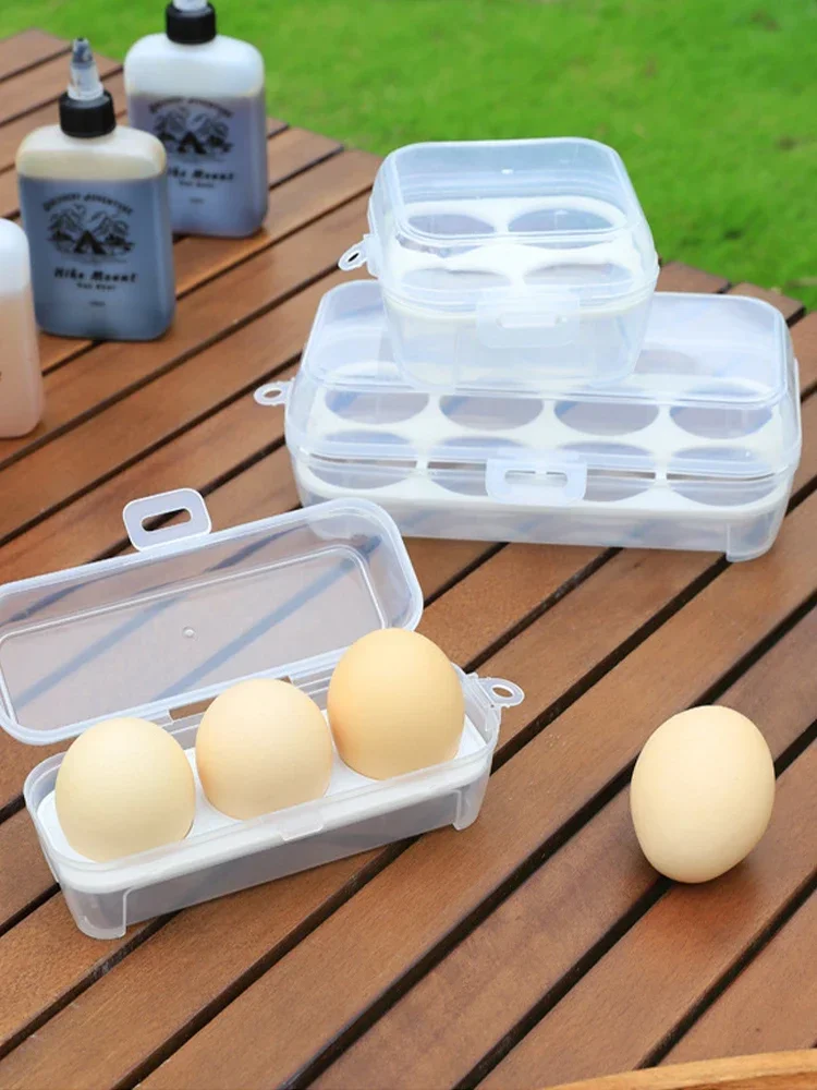 Description Picture 2 of item3/4/8 Grid Outdoor Camping Egg Carton Shockproof with Egg Tray Kitchenware Portable Transparent Storage Box with Lid Sealed