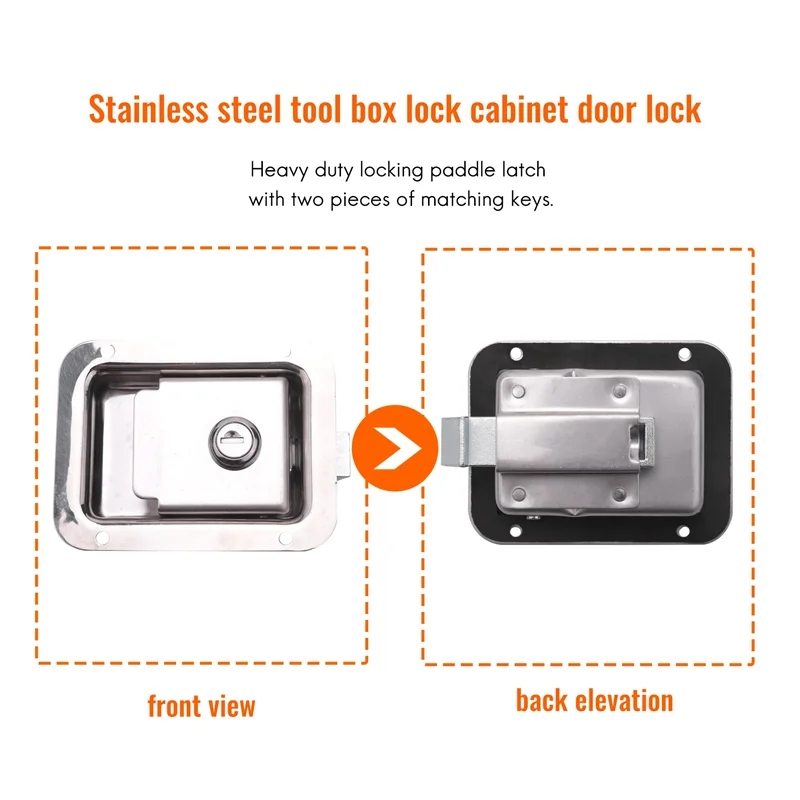 

Paddle Latch with Lock & Key Travel Trailer Lock Stainless Steel RV Door Latch Heavy Duty Mount Handle Latch