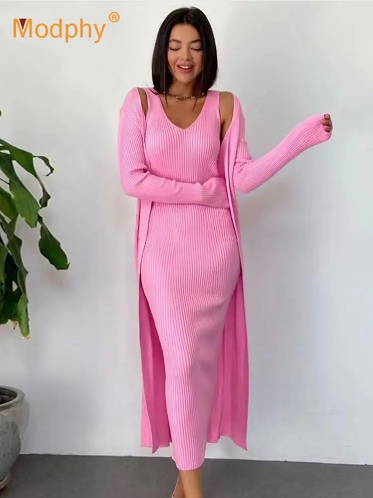 Sweater Dress Cardigan Set Knitted Dress Cardigan Set Dress