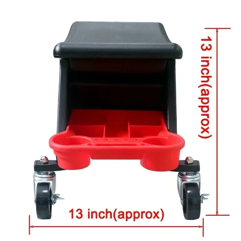 Heavy Duty Mechanics Rolling Stool with Silent Universal Wheels - Garage Crawler Seat with Storage - Overseas Warehouse Stock