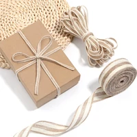 1-10m/Lot White Edge Twine Jute Rope Natural Jute Burlap Ribbon For Wedding Party Decoration Christmas DIY Gift Packing Webbing