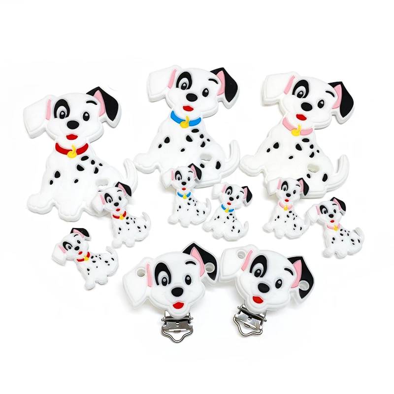 Silicone Dalmatians Baby Figure Teether Pendant 5/10pcs DIY Nursing Necklace Pacifier Clips