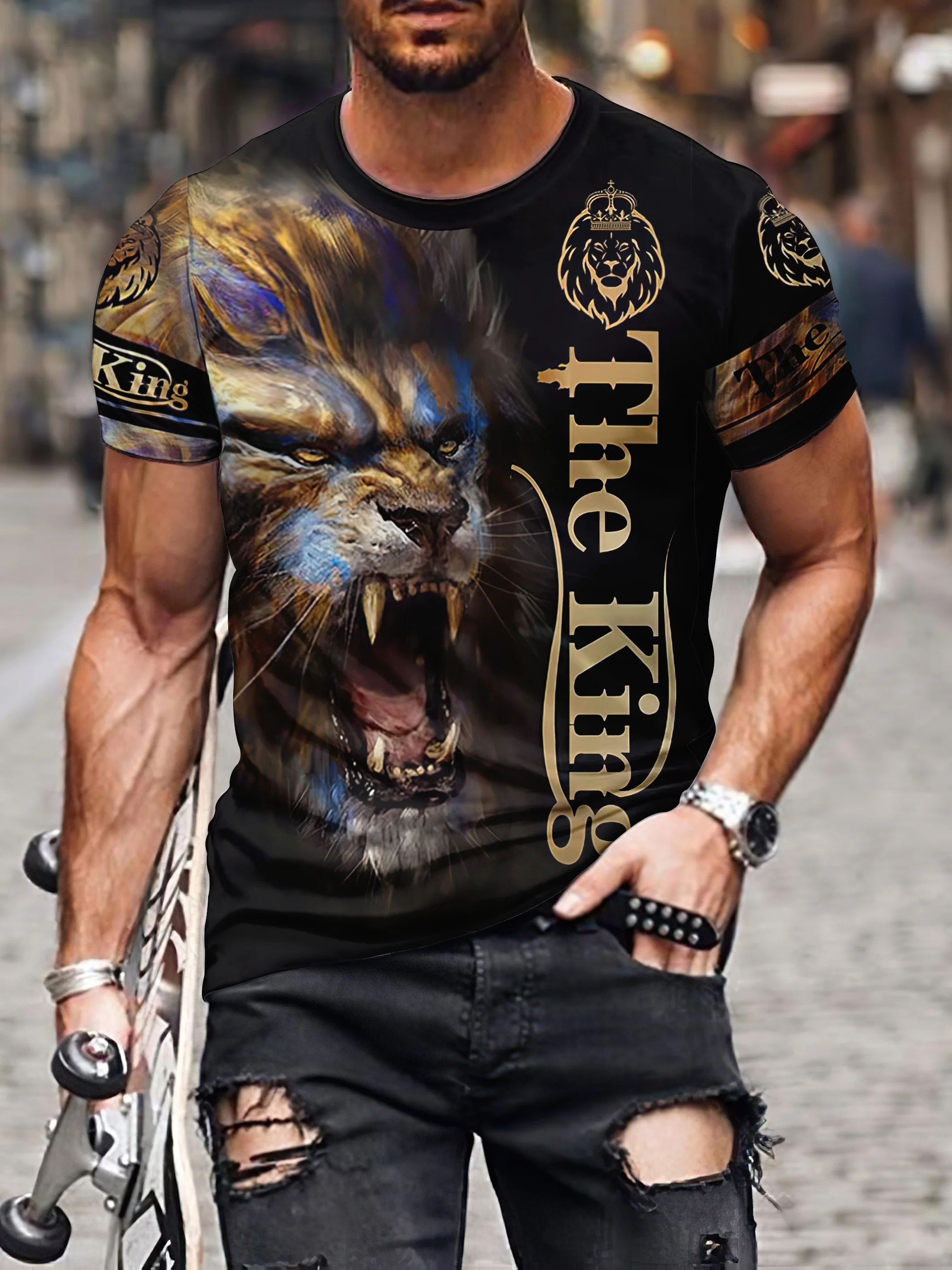 New Popular T-shirt Men Animal Lion 3d Print Fashion Short Sleeve Top Fallow Sport Fitness TShirt Comfort And Breathable Summer - Image 4