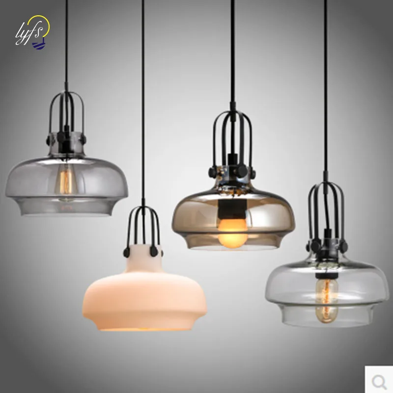 

2021 Loft industrial modern minimalist creative personality imitation horse lantern cafe restaurant iron pot glass chandelier