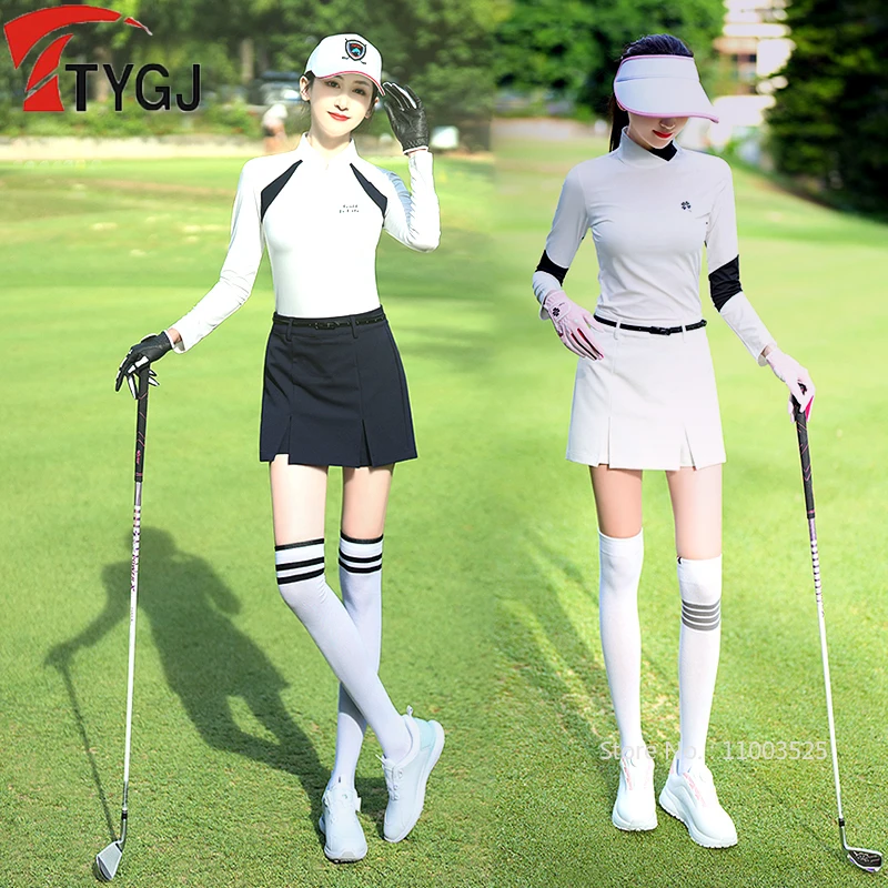 TTYGJ Golf Clothing Women Skirt Wrap Hip Skirt Tracksuit Fashion Half Skorts with Inner Short Lady Split Slim Workout Golf Skort