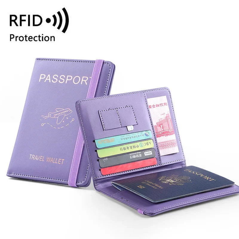 남녀공용 RFID 빈티지 비즈니스 여권 커버, 거치대 다기능 ID 은행 카드, PU 가죽 지갑 케이스, 여행 액세서리