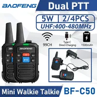BaoFeng BF-C50 UHF 400-480MHz Transceiver 5W Two Way Radio Type-C Mini Walkie Talkie 99 Channels 1500mAh Dual PTT Ham Radio 1