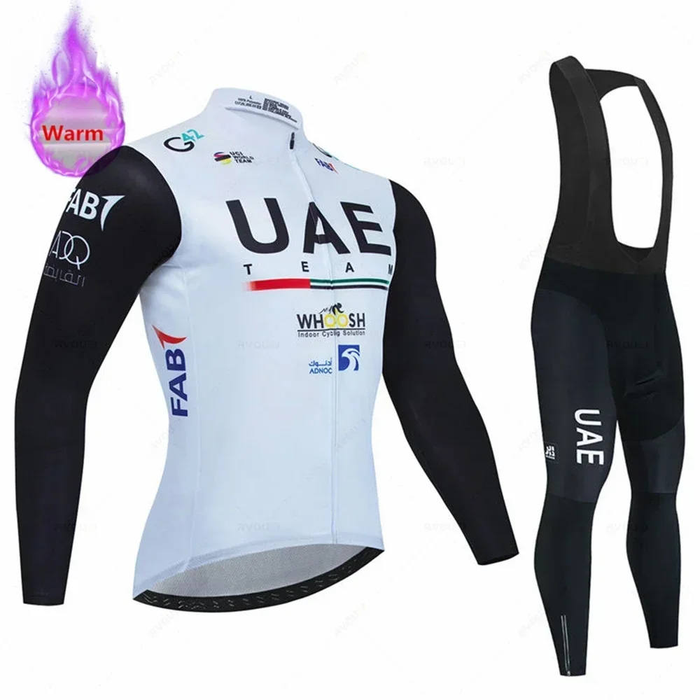 Uae New Winter Thermal Fleece Long Sleeve Cycling Jersey Set Bib Pants Ropa Ciclismo Bicycle Clothing MTB Bike Mens Team Suit 6