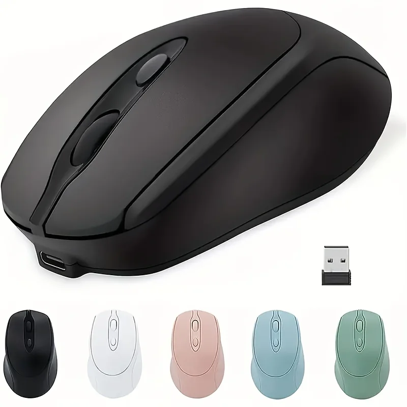Bezprzewodowa mysz z możliwością ładowania, tryby podwójne, kompatybilna z Bluetooth 2.4G USB, ciche, ergonomiczne myszy do laptopa, tabletu, Macbook Mause